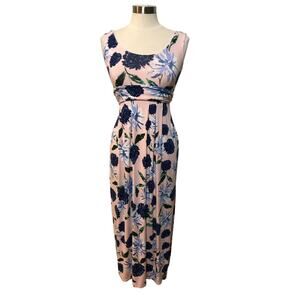 Pea In The Pod Pink Floral Ladies Maternity Sleeveless Maxi Dress XS Xtra Small